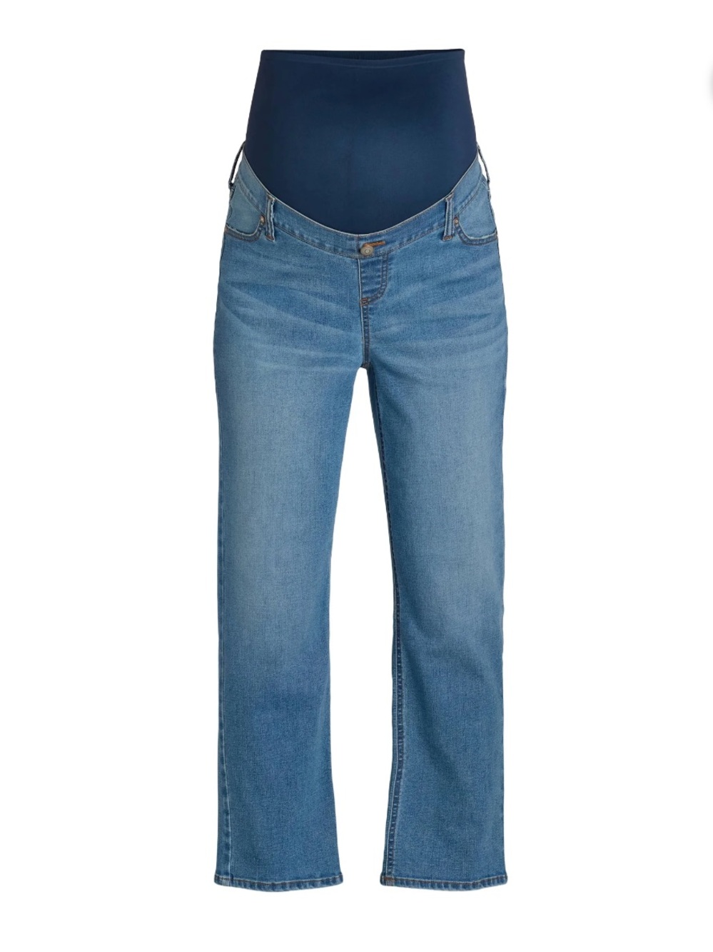 Time and Tru Light Blue Straight-Leg Maternity Jeans with Navy Panel